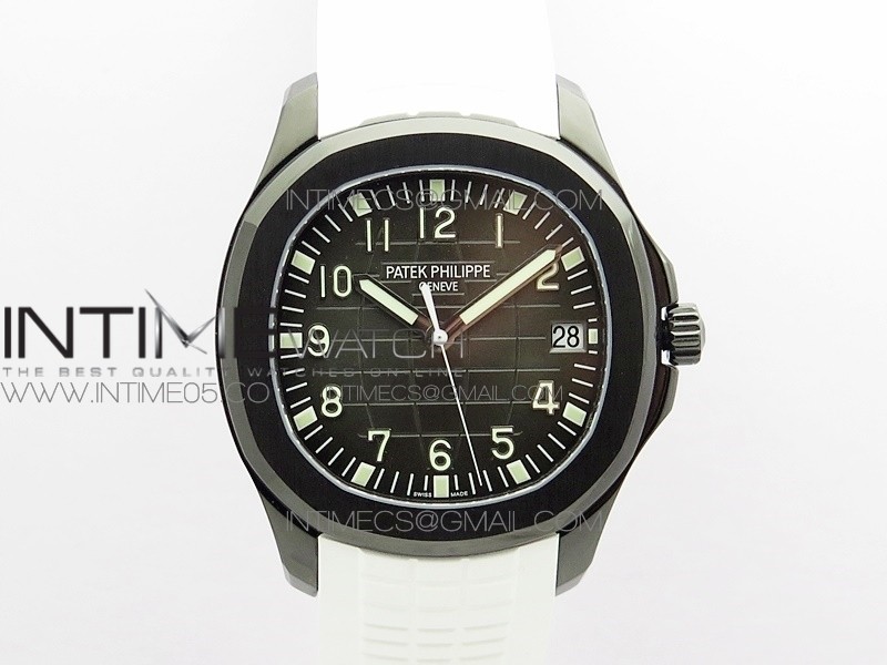 Aquanaut Jumbo 5167A DLC ZF 1:1 Best Edition Black Dial on White Rubber Strap 324CS