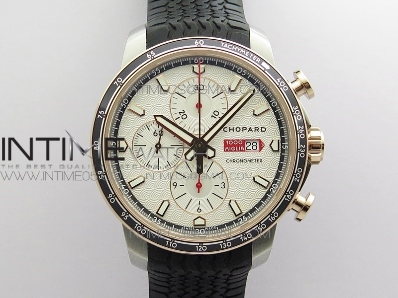 Mille Miglia 168571 SS/RG V7F 1:1 Best Edition White Dial On Black Rubber Strap A7750 to Cal.107179