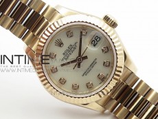DateJust 28mm RG Diamond Bezel BP Best Edition White MOP Dial on RG Bracelet ETA2671
