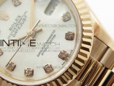 DateJust 28mm RG Diamond Bezel BP Best Edition White MOP Dial on RG Bracelet ETA2671