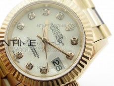 DateJust 28mm RG Diamond Bezel BP Best Edition White MOP Dial on RG Bracelet ETA2671