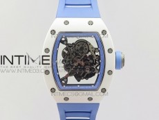 RM035-02 Real White Ceramic Case V2 KVF Best Edition Skeleton Dial Blue Crown on Blue Rubber Strap MIYOTA8215