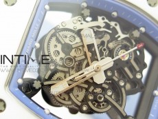 RM035-02 Real White Ceramic Case V2 KVF Best Edition Skeleton Dial Blue Crown on Blue Rubber Strap MIYOTA8215