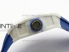 RM035-02 Real White Ceramic Case V2 KVF Best Edition Skeleton Dial Blue Crown on Blue Rubber Strap MIYOTA8215