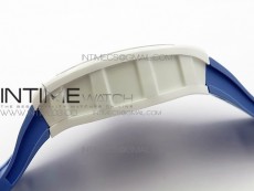 RM035-02 Real White Ceramic Case V2 KVF Best Edition Skeleton Dial Blue Crown on Blue Rubber Strap MIYOTA8215