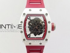 RM035-02 Real White Ceramic Case V2 KVF Best Edition Skeleton Dial Red Crown on Red Rubber Strap MIYOTA8215