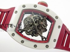RM035-02 Real White Ceramic Case V2 KVF Best Edition Skeleton Dial Red Crown on Red Rubber Strap MIYOTA8215