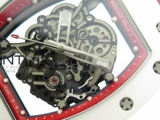 RM035-02 Real White Ceramic Case V2 KVF Best Edition Skeleton Dial Red Crown on Red Rubber Strap MIYOTA8215
