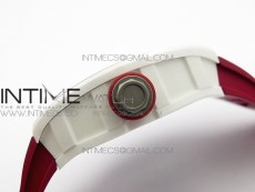 RM035-02 Real White Ceramic Case V2 KVF Best Edition Skeleton Dial Red Crown on Red Rubber Strap MIYOTA8215
