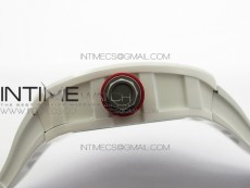RM035-02 Real White Ceramic Case V2 KVF Best Edition Skeleton Dial Red Crown on White Rubber Strap MIYOTA8215