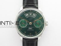 Portuguese Real PR Real Annual Calendar IW503510 ZF 1:1 Best Edition Green Dial on Black Leather Strap A52850