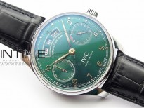 Portuguese Real PR Real Annual Calendar IW503510 ZF 1:1 Best Edition Green Dial on Black Leather Strap A52850