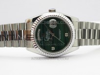 Day date 432118 36mm SS EDF Best Edition Green Malachite Dial Crystal Markers on SS President Bracelet A2836