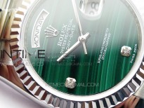 Day date 432118 36mm SS EDF Best Edition Green Malachite Dial Crystal Markers on SS President Bracelet A2836