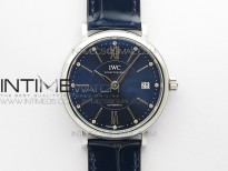 Portofino 37mm SS V7F 1:1 Best Edition Blue Dial on Blue Leather Strap A2892