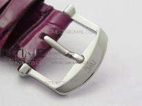 Portofino 37mm SS Diamonds Bezel V7F 1:1 Best Edition Silver Dial on Purple Leather Strap A2892