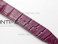 Portofino 37mm SS Diamonds Bezel V7F 1:1 Best Edition Silver Dial on Purple Leather Strap A2892