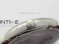 Portofino 37mm SS Diamonds Bezel V7F 1:1 Best Edition Silver Dial Black Handset on Red Leather Strap A2892