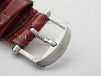 Portofino 37mm SS Diamonds Bezel V7F 1:1 Best Edition Silver Dial Black Handset on Red Leather Strap A2892