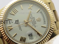 Day-Date 40mm 228239 BP New Dial Version 904 RG White Roman Markers Dial on RG President Bracelet A2836