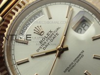 Day-Date 40mm 228239 BP New Dial Version 904 RG Silver Stick Markers Dial on RG President Bracelet A2836