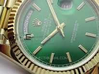 Day-Date 40mm 228239 BP New Dial Version 904 YG  Green Stick Markers Dial on YG President Bracelet A2836