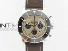 SuperOcean 44mm Black Ceramic Bezel Silver Dial on Gummy strap A7750
