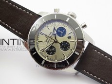 SuperOcean 44mm Black Ceramic Bezel Silver Dial on Gummy strap A7750