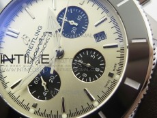 SuperOcean 44mm Black Ceramic Bezel Silver Dial on Gummy strap A7750