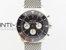 SuperOcean 44mm Black Ceramic Bezel Black Dial on SS Bracelet / Gummy Strap A7750