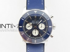 SuperOcean 44mm Blue Ceramic Bezel Blue Dial on Gummy strap / Bracelet A7750
