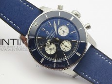 SuperOcean 44mm Blue Ceramic Bezel Blue Dial on Gummy strap / Bracelet A7750