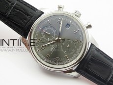 Portuguese IW390404 SS ZF 1:1 Best Edition Gray Dial A7750 On Black Leather Strap