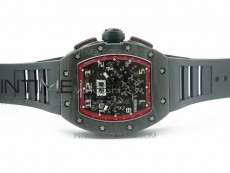 RM011 Carbon Case Chronograph KVF 1:1 Best Edition Carbon Case Bezel Skeleton Dial on Black Rubber Strap A7750