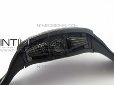 RM011 Carbon Case Chronograph KVF 1:1 Best Edition Carbon Case Bezel Skeleton Dial on Black Rubber Strap A7750