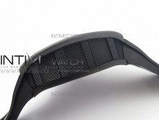 RM011 Carbon Case Chronograph KVF 1:1 Best Edition Carbon Case Bezel Skeleton Dial on Black Rubber Strap A7750