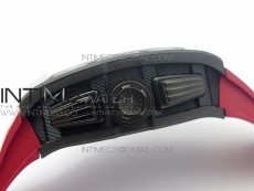 RM011 Carbon Case Chronograph KVF 1:1 Best Edition Carbon Case Bezel Skeleton Dial on Red Rubber Strap A7750