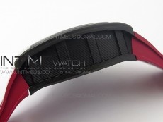 RM011 Carbon Case Chronograph KVF 1:1 Best Edition Carbon Case Bezel Skeleton Dial on Red Rubber Strap A7750