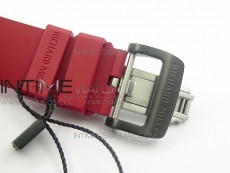 RM011 Carbon Case Chronograph KVF 1:1 Best Edition Carbon Case Bezel Skeleton Dial on Red Rubber Strap A7750