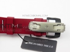 RM011 Carbon Case Chronograph KVF 1:1 Best Edition Carbon Case Bezel Skeleton Dial on Red Rubber Strap A7750