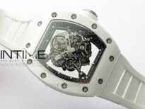 RM055 White Ceramic KVF Best Edition Skeleton Dial Black Crown on White Rubber Strap MIYOTA8215 V3
