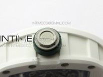 RM055 White Ceramic KVF Best Edition Skeleton Dial White  on Green Rubber Strap MIYOTA8215 V3