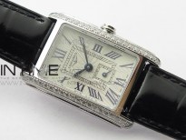 Doloevita SS Crystal Bezel 8848F 1:1 Best Edition Ivory White Textured Dial On Black Leather Strap Cal.L178.2