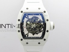 RM055 Ti White Ceramic ZF 1:1 Best Edition Skeleton Dial on White Rubber Strap NH05A