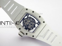 RM055 Ti White Ceramic ZF 1:1 Best Edition Skeleton Dial on White Rubber Strap NH05A