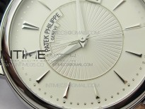 Calatrava 5153G-010 SS ZF 1:1 Best Edition White textured dial on Black Leather Strap A324CS