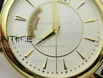 Calatrava 5153G-010 YG ZF 1:1 Best Edition White textured dial on Brown Leather Strap A324CS