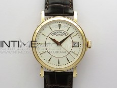 Calatrava 5153G-010 RG ZF 1:1 Best Edition White textured dial on Brown Leather Strap A324CS