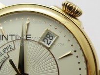 Calatrava 5153G-010 RG ZF 1:1 Best Edition White textured dial on Brown Leather Strap A324CS