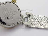 La d de dior satine SS/YG Case 5055F 1:1 Best Edition  White MOP Dial on SS bracelet Swiss Quartz